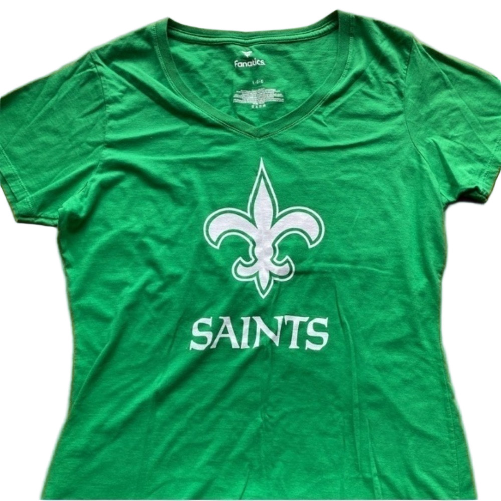 New Orleans T Shirt Saints Green NFL NFL Saints V Neck T-Shirt NWT Official